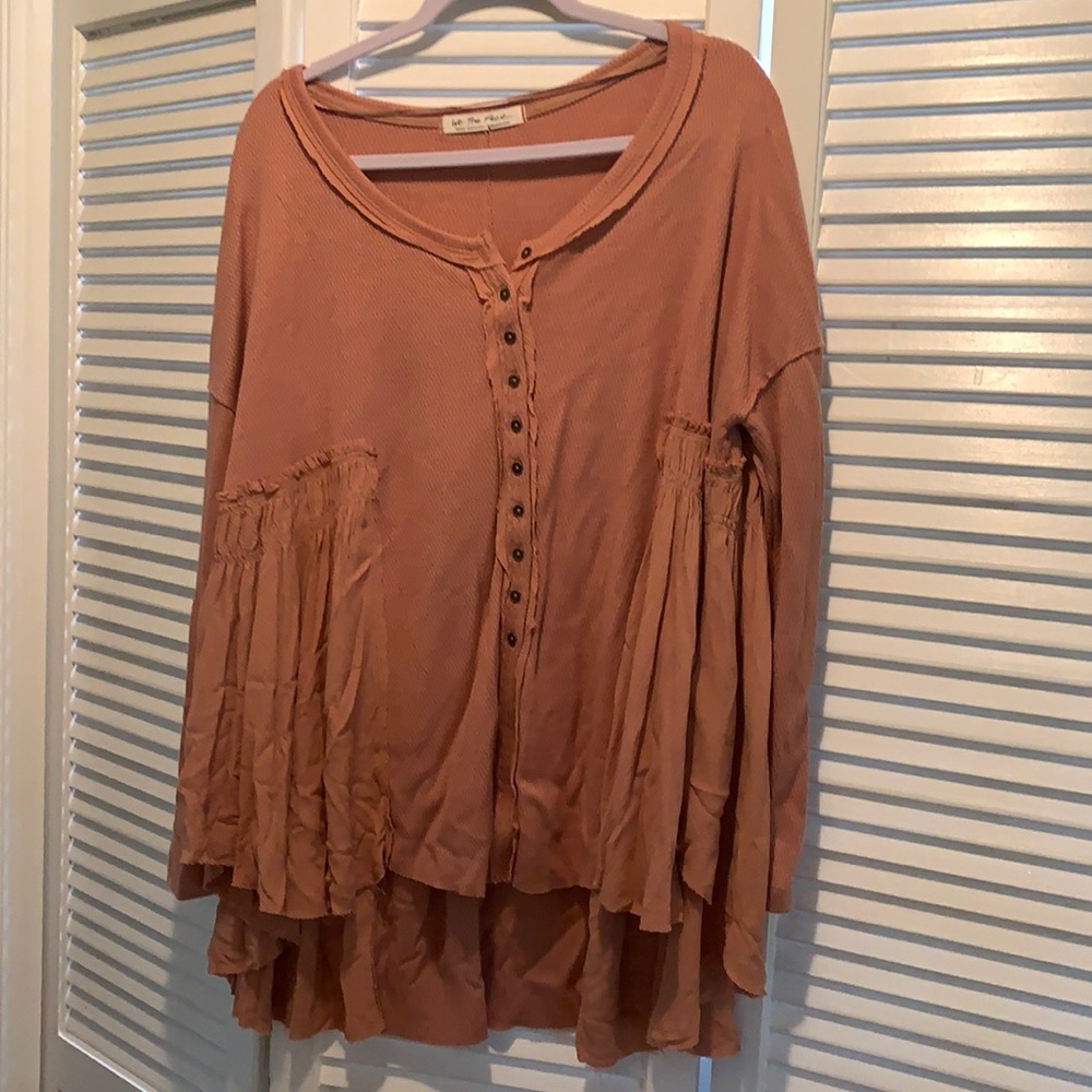 Blush Free People Long Sleeve Shirt